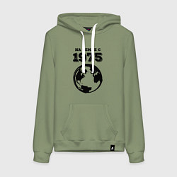 Толстовка-худи хлопковая женская На Земле с 1975 с краской на светлом, цвет: авокадо