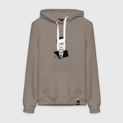 Толстовка-худи хлопковая женская Сергей Рахманинов, цвет: утренний латте