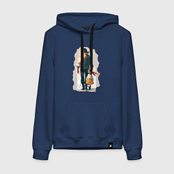 Толстовка-худи хлопковая женская Дочка и отец вместе, цвет: тёмно-синий