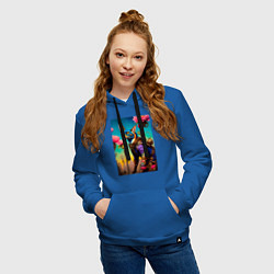 Толстовка-худи хлопковая женская Котик в стиле Стимпанк, цвет: синий — фото 2