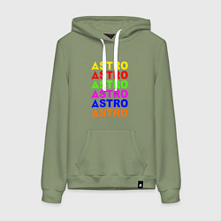 Толстовка-худи хлопковая женская Astro color logo, цвет: авокадо