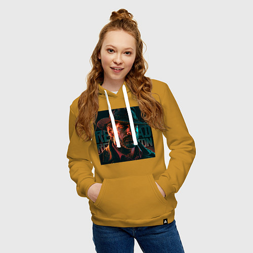 Женская толстовка-худи Red Dead redemption, dark Arthur / Горчичный – фото 3