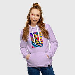Толстовка-худи хлопковая женская Барт Симпсон скейтбордист - нейросеть, цвет: лаванда — фото 2