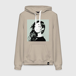 Толстовка-худи хлопковая женская Romantic anime girl in tears, цвет: миндальный