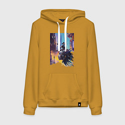 Толстовка-худи хлопковая женская Cyberpunk - fantasy, цвет: горчичный
