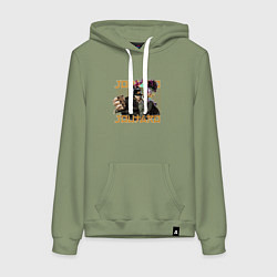 Толстовка-худи хлопковая женская Джотаро Куджо со стендом, цвет: авокадо