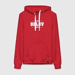 Толстовка-худи хлопковая женская Team Belov forever - фамилия на латинице, цвет: красный