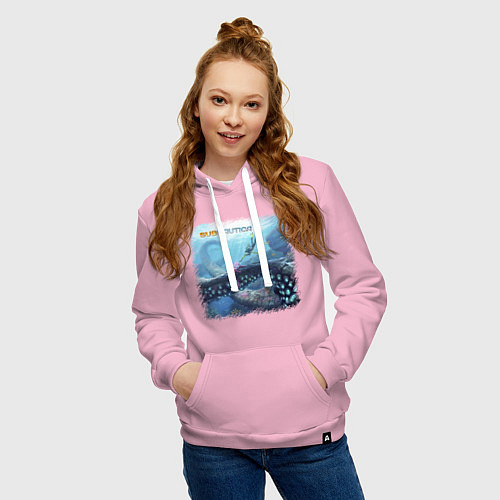 Женская толстовка-худи Subnautica - подводный мир / Светло-розовый – фото 3