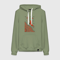 Толстовка-худи хлопковая женская Мезенский конь, цвет: авокадо