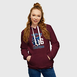 Толстовка-худи хлопковая женская Кучеров Никита, цвет: меланж-бордовый — фото 2