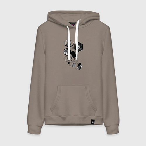 Женская толстовка-худи Грибы и психоделические существа / Утренний латте – фото 1