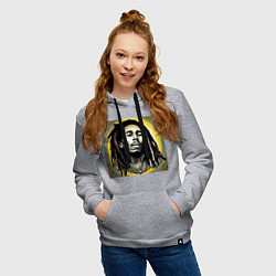 Толстовка-худи хлопковая женская Прекрасный Граффити Портрет Боб Марли, цвет: меланж — фото 2