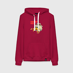 Толстовка-худи хлопковая женская Цыпленок с автоматами, цвет: маджента