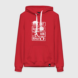 Толстовка-худи хлопковая женская Еда, сон, бег, цвет: красный
