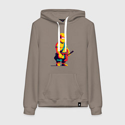 Толстовка-худи хлопковая женская Гомер Симпсон самурай - нейросеть, цвет: утренний латте