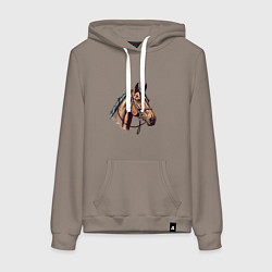 Толстовка-худи хлопковая женская Коняка скакуняка, цвет: утренний латте