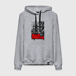 Толстовка-худи хлопковая женская Iron Maiden eyes, цвет: меланж