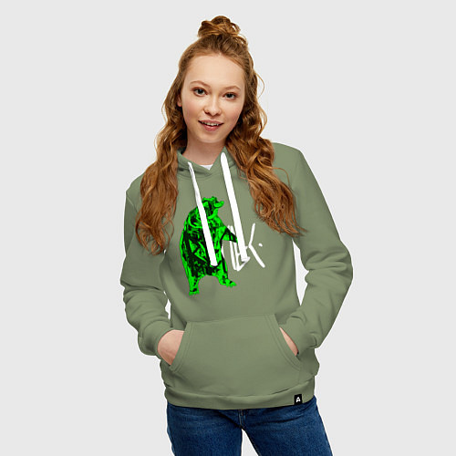 Женская толстовка-худи Славянский Велес-медведь / Авокадо – фото 3