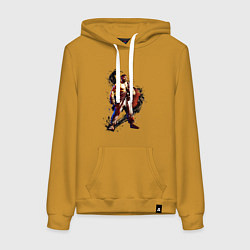 Толстовка-худи хлопковая женская Street Fighter 6 Ryu, цвет: горчичный