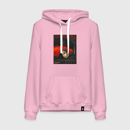 Женская толстовка-худи Обложка журнала Chevrolet Corvette C3 / Светло-розовый – фото 1