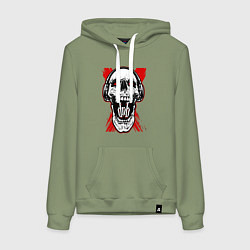 Толстовка-худи хлопковая женская DnB skull, цвет: авокадо