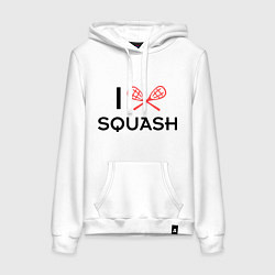 Толстовка-худи хлопковая женская I Love Squash, цвет: белый