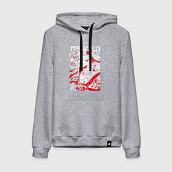 Толстовка-худи хлопковая женская Незуко комадо - клинок, цвет: меланж
