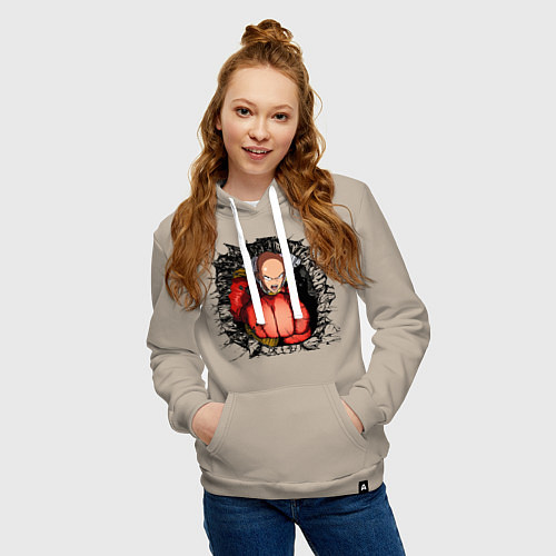 Женская толстовка-худи Saitama hole / Миндальный – фото 3