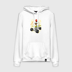 Толстовка-худи хлопковая женская Chicken Gun: цыпленок на квадроцикле, цвет: белый