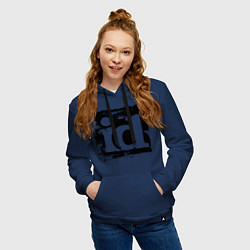 Толстовка-худи хлопковая женская ID software logo, цвет: тёмно-синий — фото 2