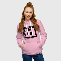Толстовка-худи хлопковая женская ID software logo, цвет: светло-розовый — фото 2