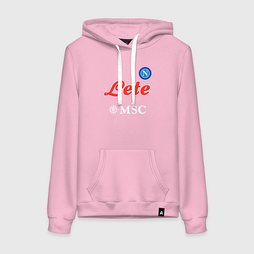 Женская толстовка-худи Хвича Кварацхелия ФК Наполи форма домашняя / Светло-розовый – фото 1