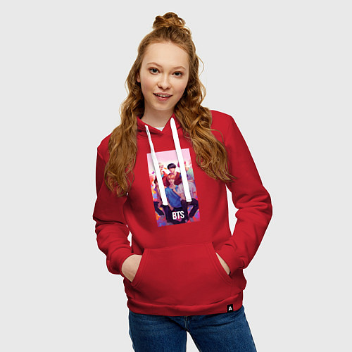 Женская толстовка-худи BTS art anime style / Красный – фото 3