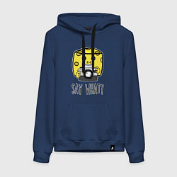 Толстовка-худи хлопковая женская Cheese photographer, цвет: тёмно-синий