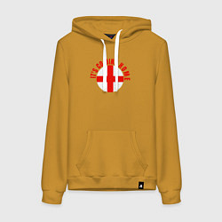 Толстовка-худи хлопковая женская Coming home England, цвет: горчичный