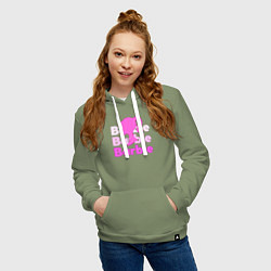 Толстовка-худи хлопковая женская Логотип Барби объемный, цвет: авокадо — фото 2
