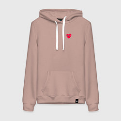 Толстовка-худи хлопковая женская Сердце с глазами, цвет: пыльно-розовый