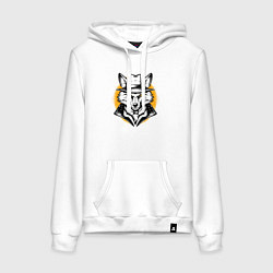 Толстовка-худи хлопковая женская Лис в шляпе Дикий Запад, цвет: белый