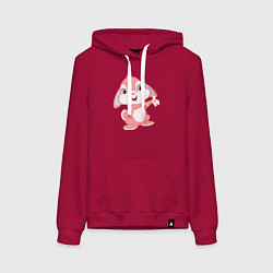 Толстовка-худи хлопковая женская Розовый крольчонок, цвет: маджента