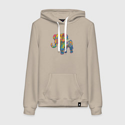 Женская толстовка-худи Разноцветный слоник