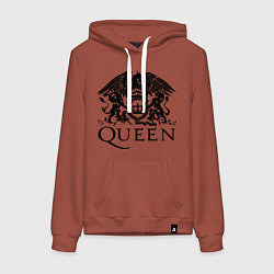 Толстовка-худи хлопковая женская Queen - logo, цвет: кирпичный