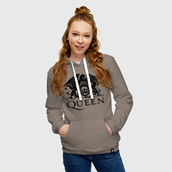 Толстовка-худи хлопковая женская Queen - logo, цвет: утренний латте — фото 2