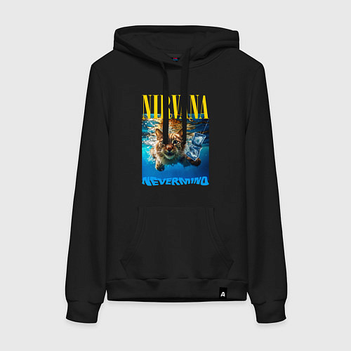 Женская толстовка-худи Кот Нирвана / Черный – фото 1