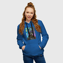 Толстовка-худи хлопковая женская Зомби в стиле киберпанк, цвет: синий — фото 2