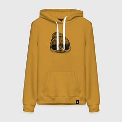Толстовка-худи хлопковая женская Енот стильный, цвет: горчичный