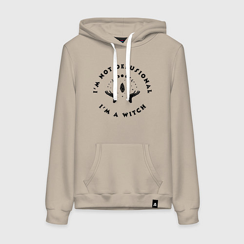Женская толстовка-худи Надпись Я ведьма / Миндальный – фото 1