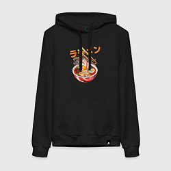Толстовка-худи хлопковая женская Ramen Рамен, цвет: черный