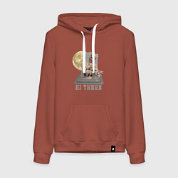 Толстовка-худи хлопковая женская Хэллоуин на кладбище, цвет: кирпичный