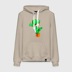 Толстовка-худи хлопковая женская Йоши приветствует, цвет: миндальный