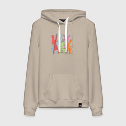 Толстовка-худи хлопковая женская Jazz band, цвет: миндальный